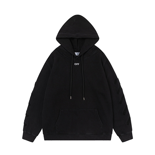 オフホワイト off white 新しい白黒肖像油絵風460gウォッシュドフード付きスウェットシャツ