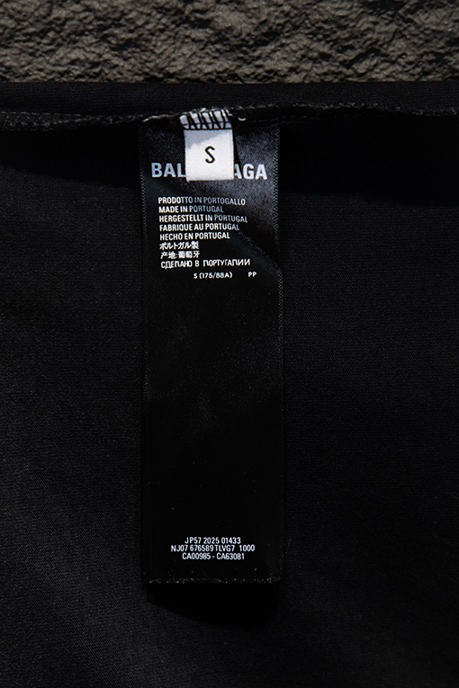 バレンシアガ Balenciaga ウォッシュのダメージ刺繍ストライプ半袖Tシャツ