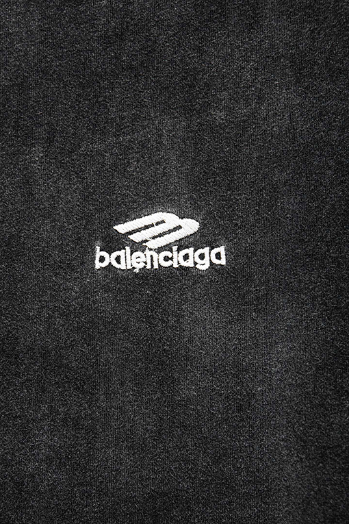 バレンシアガ Balenciaga ウォッシュのダメージ刺繍ストライプ半袖Tシャツ