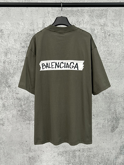 バレンシアガ BALENCIAGA マスキングテープダイレクトプリント ウォッシャブル ダメージ半袖Tシャツ