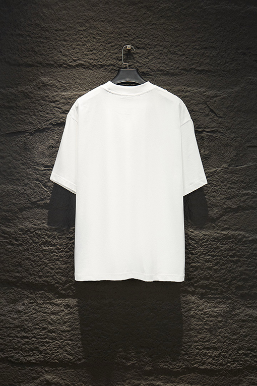 サンローランコピー Saint Laurent ダメージ刺繍ラインストーン半袖Tシャツ