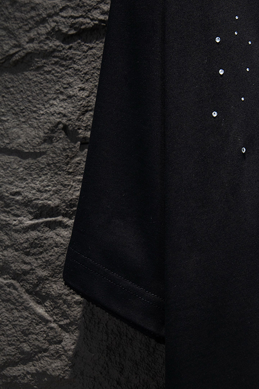 サンローランコピー Saint Laurent ダメージ刺繍ラインストーン半袖Tシャツ