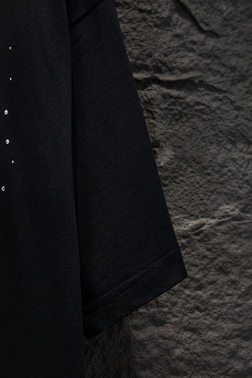 サンローランコピー Saint Laurent ダメージ刺繍ラインストーン半袖Tシャツ