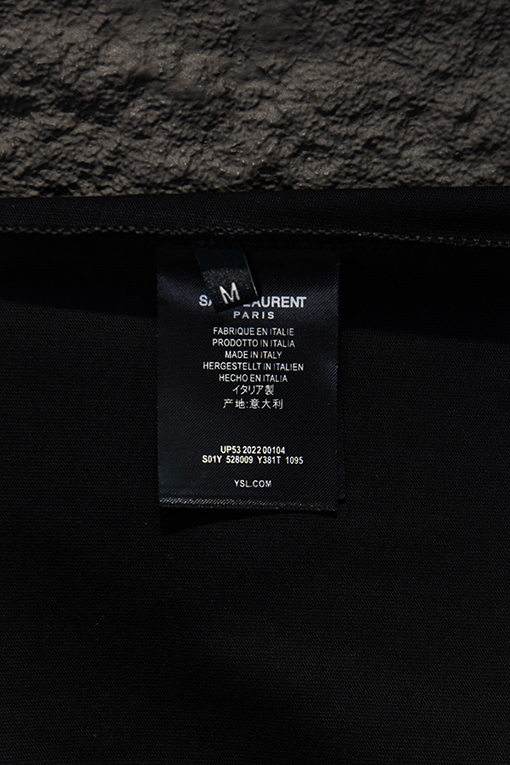 サンローランコピー Saint Laurent ダメージ刺繍ラインストーン半袖Tシャツ