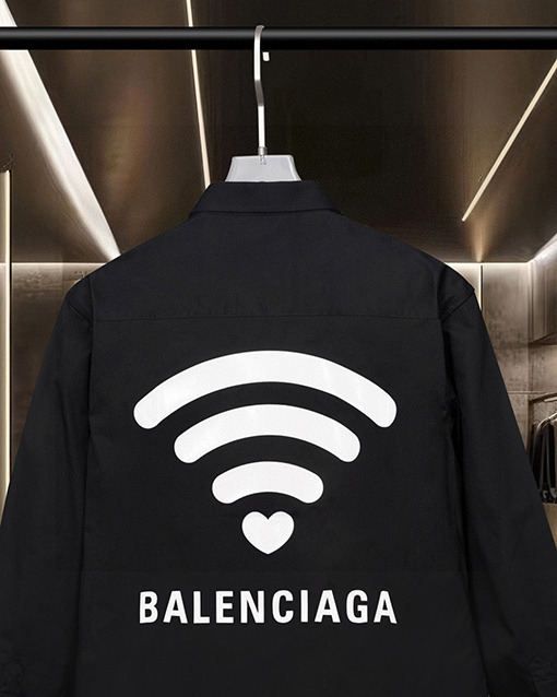 バレンシアガ Balenciaga WiFi バレンタインデー限定の蛍光カラーチェンジロゴプリント長袖ルーズフィットシャツ