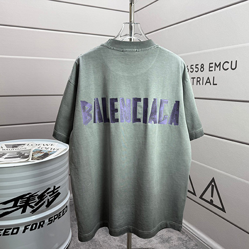 バレンシアガスーパーコピー Balenciaga 洗いざらしのクルーネック半袖Tシャツ