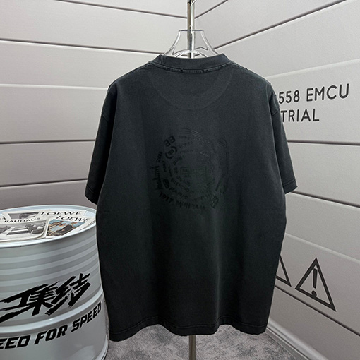 バレンシアガ Balenciaga シリコンプリントウォッシュ&ダメージクルーネック半袖Tシャツ