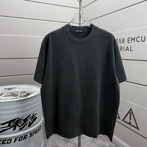 バレンシアガ Balenciaga シリコンプリントウォッシュ&ダメージクルーネック半袖Tシャツ
