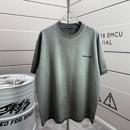 バレンシアガ Balenciaga シリコンプリントウォッシュ&ダメージクルーネック半袖Tシャツ