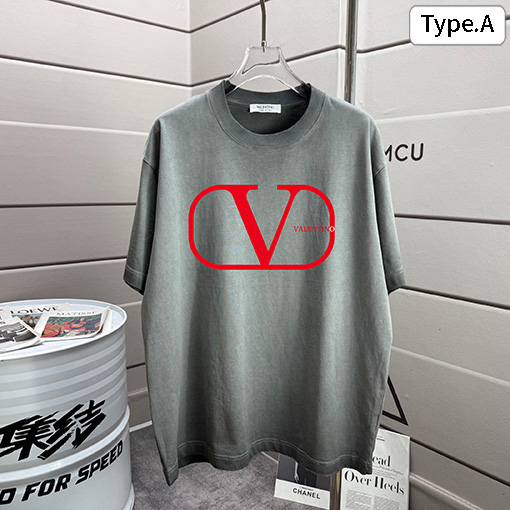 ヴァレンティノ Valentino ダメージ320gプリントのクルーネック半袖シャツ