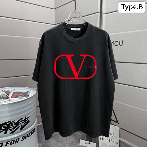 ヴァレンティノ Valentino ダメージ320gプリントのクルーネック半袖シャツ