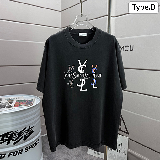 サンローランコピー Saint Laurent 新作ファッションウォッシュ&ダメージ 320g クルーネック 半袖Tシャツ