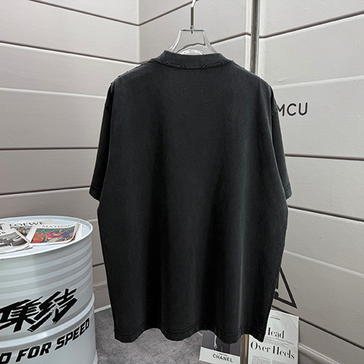 サンローランコピー Saint Laurent 新作ファッションウォッシュ&ダメージ 320g クルーネック 半袖Tシャツ