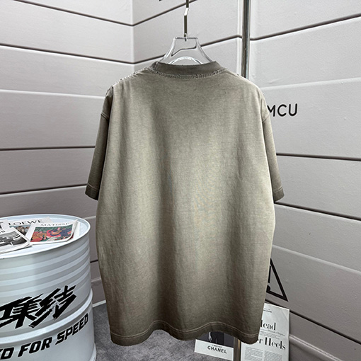 サンローランコピー Saint Laurent 新作ファッションウォッシュ&ダメージ 320g クルーネック 半袖Tシャツ