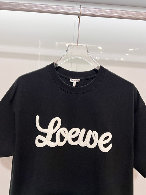 ロエベ LOEWE クラシックなフロックプリントロゴエンボスクルーネック半袖Tシャツ