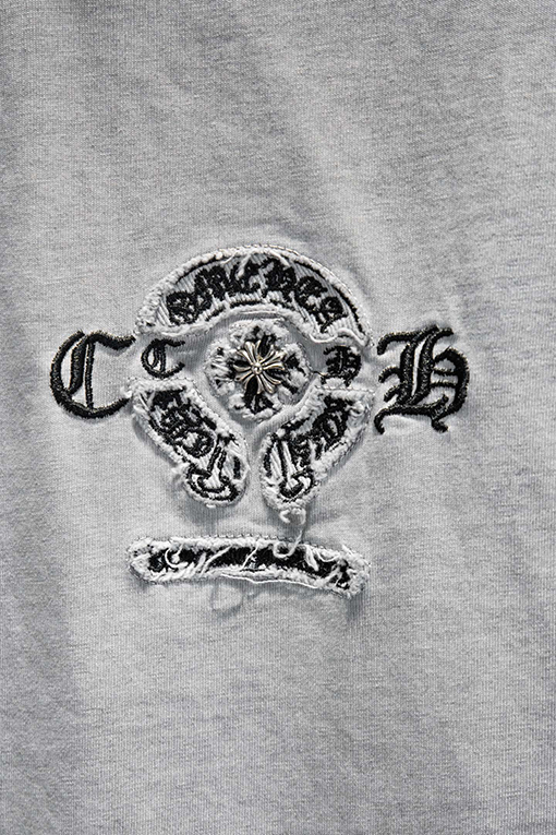 クロムハーツ ヘビーデューティーなリバースボトムカラーブロックアップリケ刺繍ダメージハードウェアの半袖Tシャツ