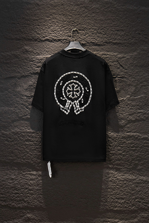 クロムハーツ 耐久性のある裏地カラーコーティングフロックシリコン半袖Tシャツ