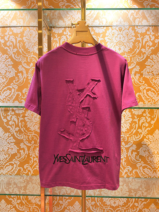 サンローランコピー Saint Laurent 新モデル刺繍アップリケ 半袖Tシャツ