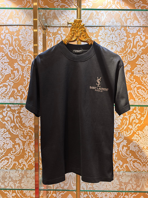 サンローランコピー Saint Laurent 新モデル刺繍アップリケ 半袖Tシャツ