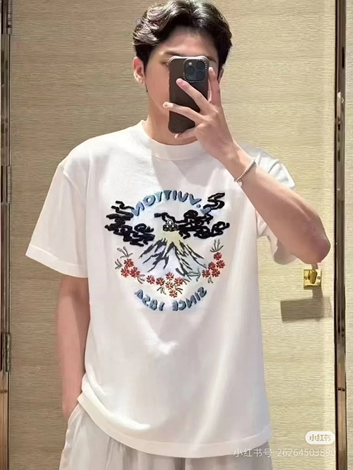 ルイヴィトン Nigo コラボレーション ボルケーノ刺繍ニット半袖Tシャツ