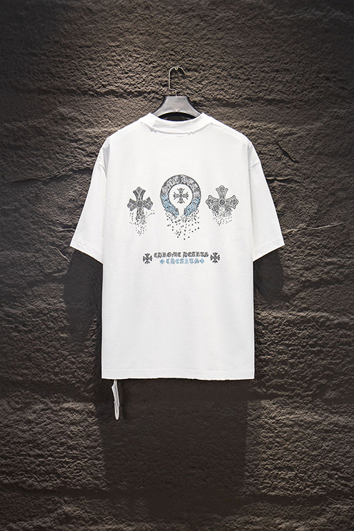 クロムハーツ 新作ラインストーンダメージ半袖Tシャツ