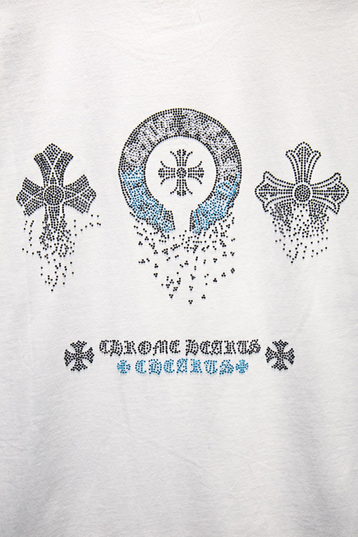 クロムハーツ 新作ラインストーンダメージ半袖Tシャツ