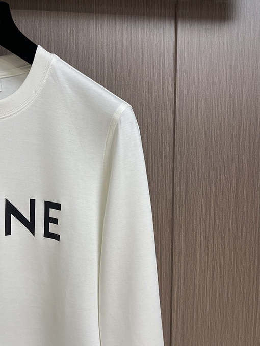 セリーヌ CELINE クラシックなロゴプリントクルーネック長袖シャツ
