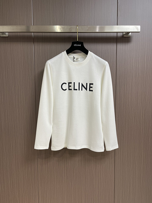 セリーヌ CELINE クラシックなロゴプリントクルーネック長袖シャツ