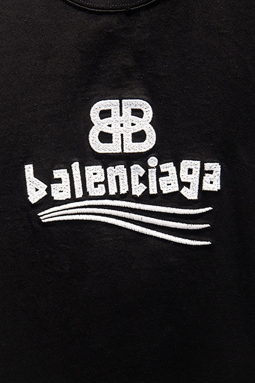 バレンシアガ Balenciaga クラシックなリバースカラースタンプダメージホロー刺繍半袖Tシャツ