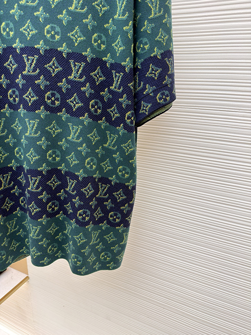 ルイヴィトン カラーブロックジャカードニットクルーネック半袖Tシャツ