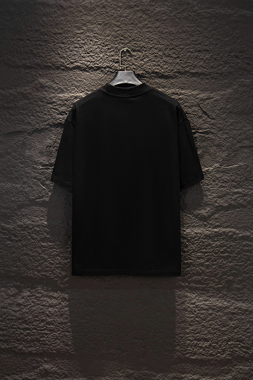 バレンシアガ Balenciaga クラシックなダメージ破れプリントラインストーンの半袖Tシャツ