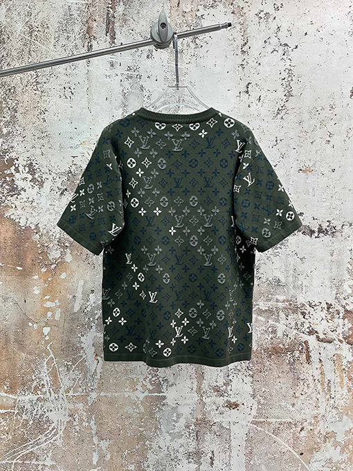 ルイヴィトン クラシックなモノグラム柄ジャカードニット半袖Tシャツ