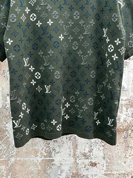 ルイヴィトン クラシックなモノグラム柄ジャカードニット半袖Tシャツ