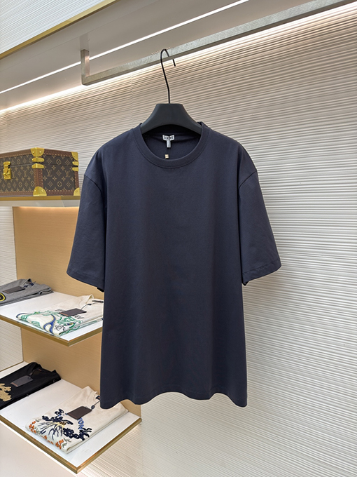 ロエベコピー 無地レーザーエッチング柄クルーネック半袖Tシャツ