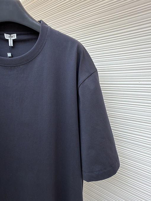 ロエベコピー 無地レーザーエッチング柄クルーネック半袖Tシャツ