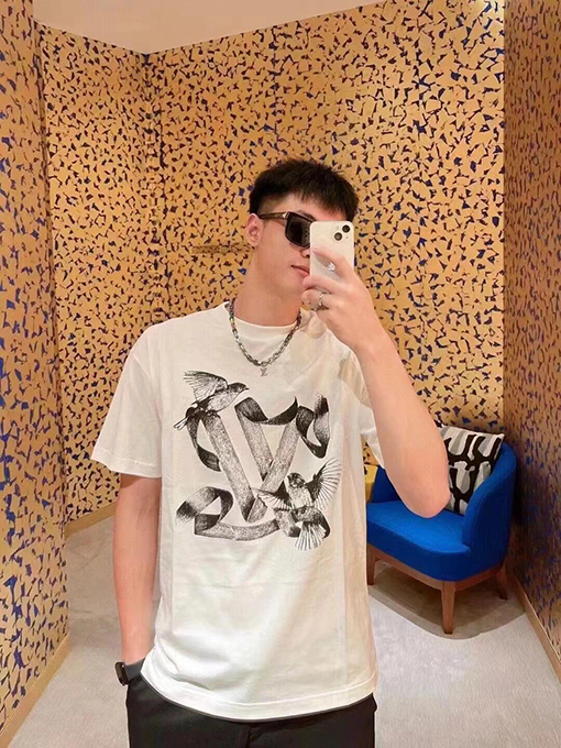ルイヴィトン LV アニマルプリントクルーネック半袖Tシャツ
