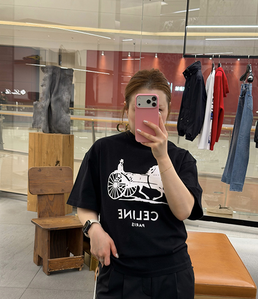 セリーヌコピー CELINE キャリッジシリーズ ヘビーウェイトプリント 半袖Tシャツ