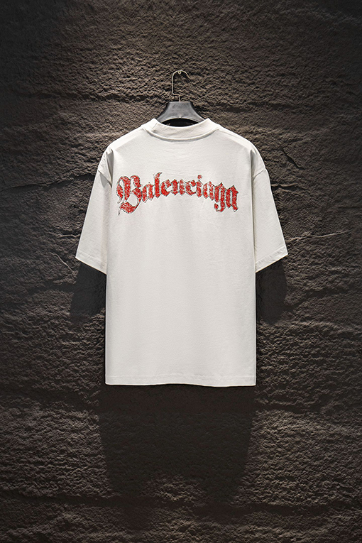 バレンシアガコピー Balenciaga 白インクダイレクトプリント半袖Tシャツ
