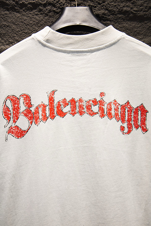 バレンシアガコピー Balenciaga 白インクダイレクトプリント半袖Tシャツ