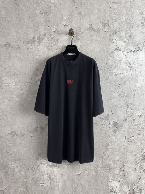 バレンシアガコピー Balenciaga ダブルB 小麦のロゴ刺繍半袖Tシャツ