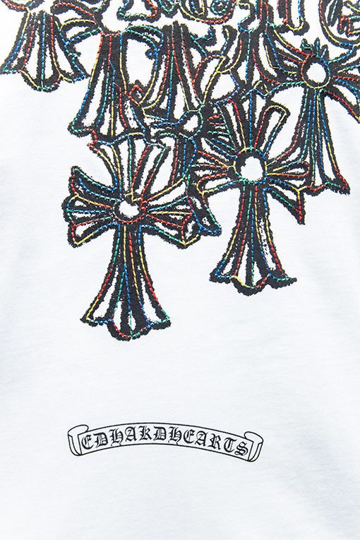 クロムハーツコピー レザーラベル刺繍半袖Tシャツ
