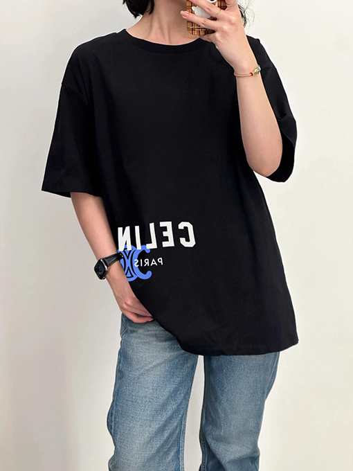 セリーヌコピー Celine 凱旋門プリント半袖Tシャツ