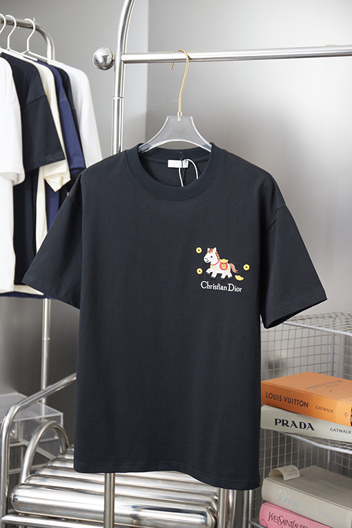 ディオールスーパーコピー Christian Dior ポニーロゴ刺繍入り半袖Tシャツ