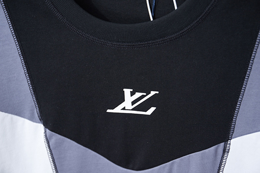 ルイヴィトンコピー パッチワーククルーネックランニング半袖Tシャツ