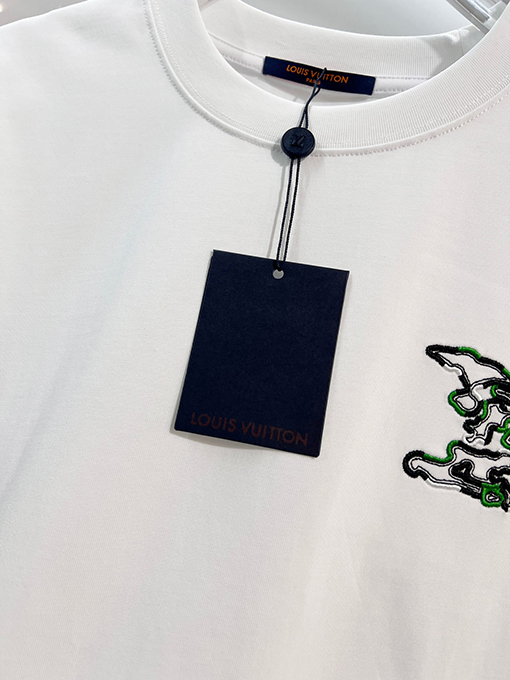 ルイヴィトン カラーブロック刺繍ロゴクルーネック半袖Tシャツ