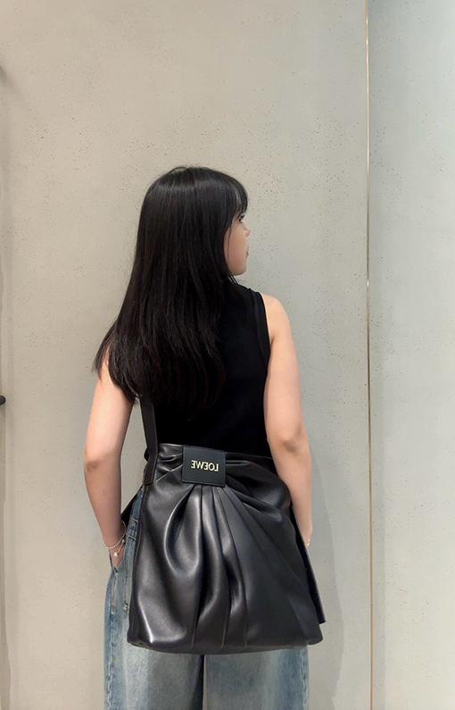 ロエベ Draped レディースナパラムスキンハンドバッグ