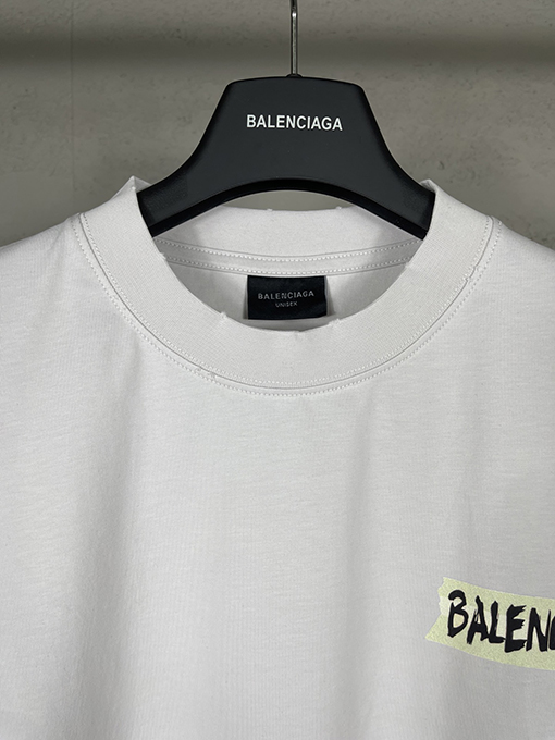 バレンシアガ Balenciaga マスキングテープダイレクトプリントウォッシャブルダメージ半袖Tシャツ
