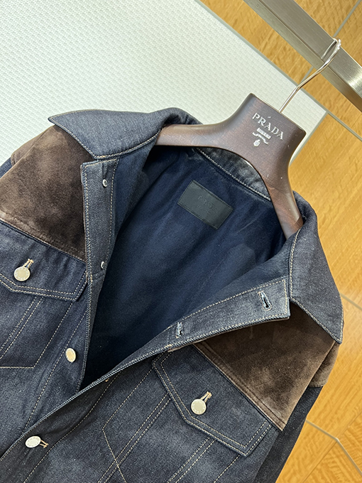プラダスーパーコピー スエードパッチワークデニムレザージャケット