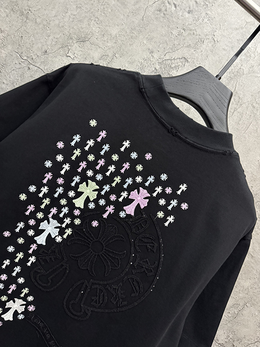 クロムハーツ スパンコール刺繍入り変色の半袖Tシャツ