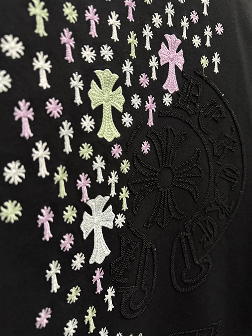 クロムハーツ スパンコール刺繍入り変色の半袖Tシャツ